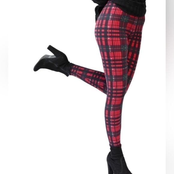 LEGGINGS DEPOT Red & Green Check Plaid Christmas Plus Size 12 NWT - Picture 1 of 5